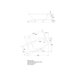 Geberit Eckbadewanne Renova 150 Cm Weiß Rechts -Badezimmerprodukte Geschäft 0570 print masszeichnung 1