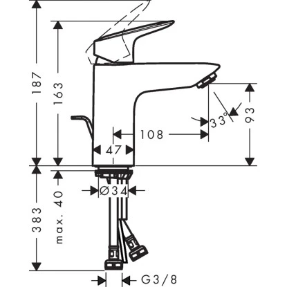 Hansgrohe Einhebel-Waschbeckenarmatur Logis 100 Mm Mit Zugstangen-Ablaufg. Chrom 4 Hansgrohe Einhebel-Waschbeckenarmatur Logis 100 Mm Mit Zugstangen-Ablaufg. Chrom – Bild 2