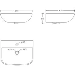 VerosanPro Waschtisch Rivo 60 Cm Matt Dunkelgrau -Badezimmerprodukte Geschäft 132424 4259 Mazeichnung