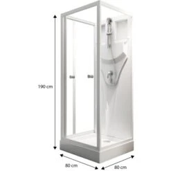 Schulte Komplettduschkabine Juist Mit Schiebetür Weiß 190x80x80 Cm -Badezimmerprodukte Geschäft 32020 2053 4060991009730 1 2
