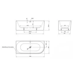 Ottofond Badewanne Mince Corner Rechts 180 Cm X 80 Cm Weiß -Badezimmerprodukte Geschäft 4005489137045 3209 S 04