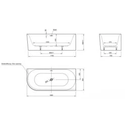 Ottofond Badewanne Mince Corner Links 180 Cm X 80 Cm Schwarz Weiß -Badezimmerprodukte Geschäft 4005489137076 3209 S 04