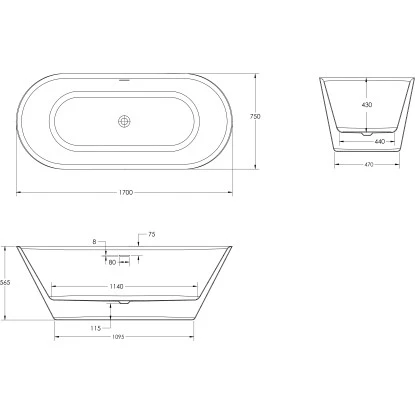 Ottofond Freistehende Badewanne Eko 170 Cm X 75 Cm Weiß 7 Ottofond Freistehende Badewanne Eko 170 Cm X 75 Cm Weiß – Bild 5