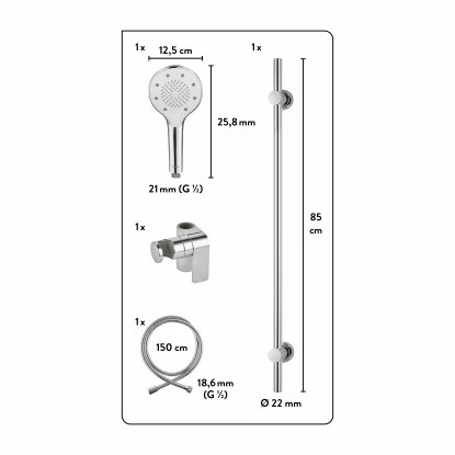 Baliv Duschbrause-Set DBS-90.60 Verchromt 4 Baliv Duschbrause-Set DBS-90.60 Verchromt – Bild 2