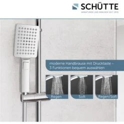 Schütte Duschsystem Mallorca Mit Kopfbrause Und Handbrause Ohne Armatur Chrom -Badezimmerprodukte Geschäft 4008431606606 2759 14