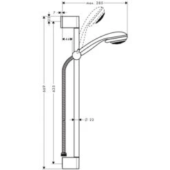 Hansgrohe Brausestangen-Set Crometta Chrom -Badezimmerprodukte Geschäft 40435 4628 masszeichnung 3