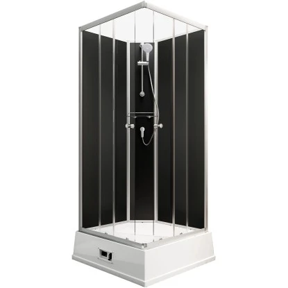 Schulte Komplettduschkabine Korfu II Mit Boiler Pumpe Alu-Natur Schwarz 4 Schulte Komplettduschkabine Korfu II Mit Boiler Pumpe Alu-Natur Schwarz – Bild 2