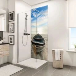 Schulte ExpressPlus DecoDesign Duschrückwand Foto Ruderboot Am Strand 210x90cm -Badezimmerprodukte Geschäft 4060991068164 Bild02