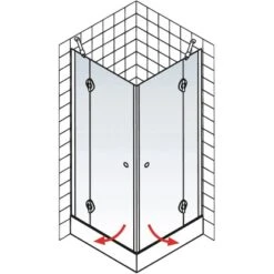 Schulte Eckeinstieg 4-tlg. Toura Pendelbar Schwarz 200 X 90 X 90 Cm Klar Hell -Badezimmerprodukte Geschäft 4060991070129 2053 6