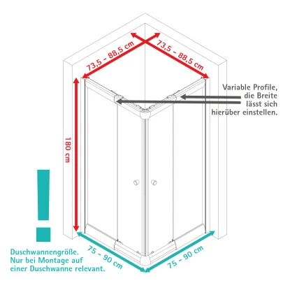 Schulte Eckeinstieg Mit Schiebetüren Sunny 180 Cm X 75-90 Cm Schwarz Klarglas 9 Schulte Eckeinstieg Mit Schiebetüren Sunny 180 Cm X 75-90 Cm Schwarz Klarglas – Bild 7