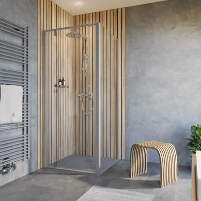 Schulte ExpressPlus Drehtür Mit Seitenwand Trend 2.0 Alu-Natur 200 Cm X 90 Cm 3 Schulte ExpressPlus Drehtür Mit Seitenwand Trend 2.0 Alu-Natur 200 Cm X 90 Cm