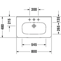 Duravit Möbelwaschbecken DuraStyle 80 Cm Weiß Mit 1 Hahnloch -Badezimmerprodukte Geschäft 4123 duv d232080d ds 6481