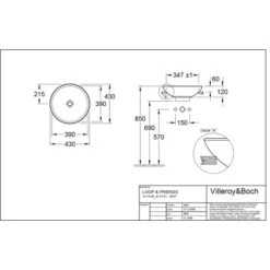 Villeroy & Boch Friends Halbeinbau-Waschbecken 43cm Pergamon M. ÜL CPlus -Badezimmerprodukte Geschäft 4123 vbtz 411400 411401 5