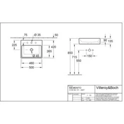 Villeroy & Boch Boch Aufsatzwaschbecken Memento 50 Cm Alpinweiß Mit HL Ohne ÜL CPlus -Badezimmerprodukte Geschäft 4123 vbtz 513550 513551 5