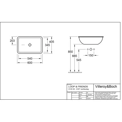 Villeroy & Boch Loop & Friends Einbauwaschbecken 60 Cm Star White Mit ÜL CPlus 4 Villeroy & Boch Loop & Friends Einbauwaschbecken 60 Cm Star White Mit ÜL CPlus – Bild 2