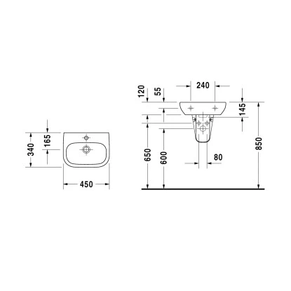 Duravit Handwaschbecken 45 Cm D-Code Weiß 5 Duravit Handwaschbecken 45 Cm D-Code Weiß – Bild 3