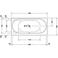 Duravit Badewanne Darling New 190 Cm X 90 Cm Einbauversion 2 Rückenschrägen Weiß -Badezimmerprodukte Geschäft 492113 4123 duv d700245d1