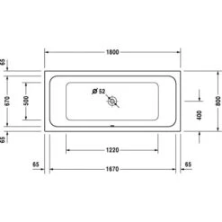 Duravit Badewanne D-Code 180 Cm X 80 Cm Einbauversion Zentraler Ablauf Weiß -Badezimmerprodukte Geschäft 492675 4123 duv d700101d