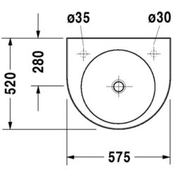 Duravit Waschbecken Architec 57,5 Cm Weiß Mit Hahnloch Rechts -Badezimmerprodukte Geschäft 500085 4123 duv d044958d