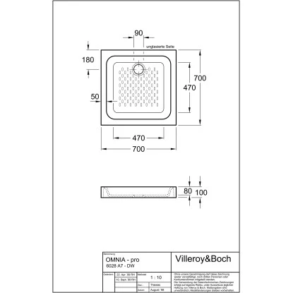 Villeroy & Boch Rechteck-Duschwanne O.Novo 70 Cm X 70 Cm X 10 Cm Weiß Alpin 4 Villeroy & Boch Rechteck-Duschwanne O.Novo 70 Cm X 70 Cm X 10 Cm Weiß Alpin – Bild 2