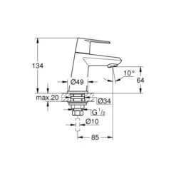 Grohe Standventil Eurodisc Cosmopolitan XS-Size Chrom -Badezimmerprodukte Geschäft 518197 4520 2022625