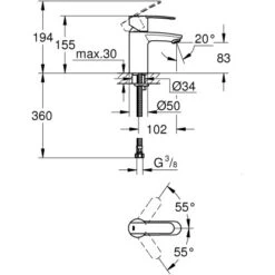 Grohe QuickFix Einhand-Waschtischbatterie Wave Cosmopolitan S-Size -Badezimmerprodukte Geschäft 5182217 4520 2042070 1