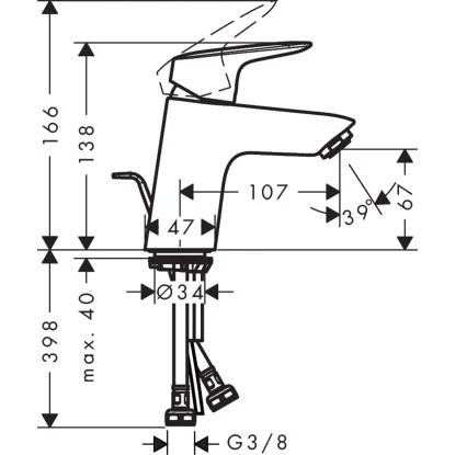 Hansgrohe Einhebel-Waschbeckenarmatur Logis 70 Mm Mit Zugstangen-Ablaufg. Chrom 4 Hansgrohe Einhebel-Waschbeckenarmatur Logis 70 Mm Mit Zugstangen-Ablaufg. Chrom – Bild 2