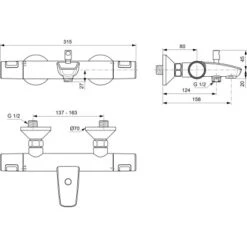 Ideal Standard Badethermostat Ceratherm T25 Aufputz Chrom -Badezimmerprodukte Geschäft 611682 3049 5