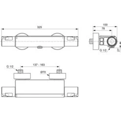 Ideal Standard Brausethermostat Ceratherm T50 Aufputz Mit Ablage Chrom -Badezimmerprodukte Geschäft 611782 3049 6