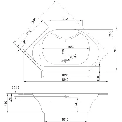 Badewanne Riga 130 Cm 4 Badewanne Riga 130 Cm – Bild 2