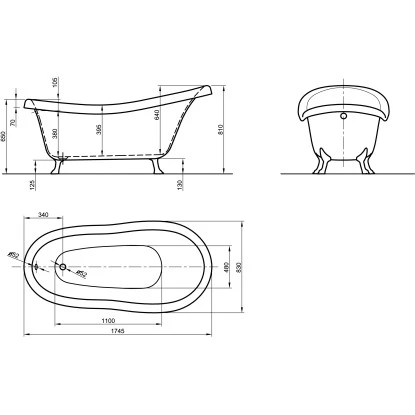 Freistehende Badewanne Azur 174,5 Cm X 83 Cm Schwarz 5 Freistehende Badewanne Azur 174,5 Cm X 83 Cm Schwarz – Bild 3
