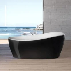 Badezimmerprodukte Geschäft 23 Freistehende Badewanne Aviva 180 Cm X 85 Cm Schwarz-Weiß