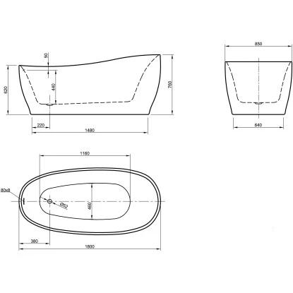Freistehende Badewanne Aviva 180 Cm X 85 Cm Bordeaux-Weiß 6 Freistehende Badewanne Aviva 180 Cm X 85 Cm Bordeaux-Weiß – Bild 4