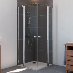 Breuer Eckeinstieg Drehtür Elana 6 Silber Matt Klarglas 90 X 90 Cm