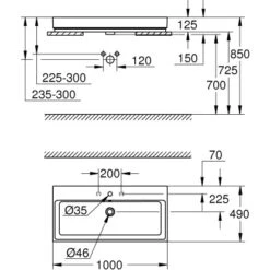Grohe Aufsatzwaschbecken Cube Keramik 100 Cm Alpinweiß Hahnloch Überl. PureGuard -Badezimmerprodukte Geschäft 778997 4520 3