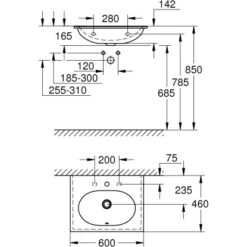 Grohe Waschtisch Essence 60 Cm Mit Hahnloch Und Überlauf PureGuard -Badezimmerprodukte Geschäft 779015 4520 3