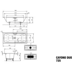 Kaldewei Rechteck-Badewanne Cayono Duo 180 Cm X 80 Cm Weiß -Badezimmerprodukte Geschäft 8358343 PrintMazeichnung1