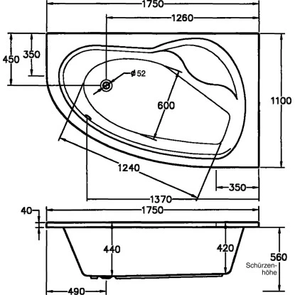 Badewanne Loredana 175 Cm X 111 Cm Weiß Typ A 4 Badewanne Loredana 175 Cm X 111 Cm Weiß Typ A – Bild 2