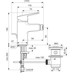 Ideal Standard Bidetarmatur Ceraplan Chrom 12 Ideal Standard Bidetarmatur Ceraplan Chrom -Badezimmerprodukte Geschäft 887363 3049 4