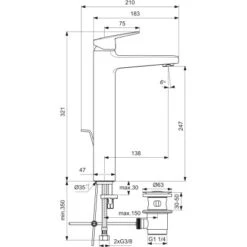 Ideal Standard Waschtischarmatur Ceraplan Chrom O. Ablaufgarnitur H250 Idealfix -Badezimmerprodukte Geschäft 887678 3049 4
