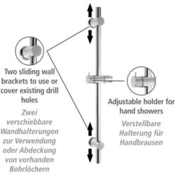 Wenko Power-Loc Duschstange Chrom Befestigen Ohne Bohren -Badezimmerprodukte Geschäft 903304 1068 03
