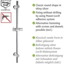 Wenko Power-Loc Duschstange Chrom Befestigen Ohne Bohren -Badezimmerprodukte Geschäft 903304 1068 04