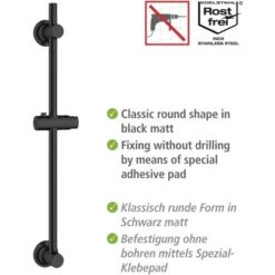 Wenko Duschstange Schwarz Befestigen Ohne Bohren -Badezimmerprodukte Geschäft 903403 1068 03