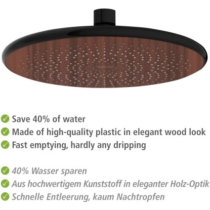 Wenko Regenduschkopf Watersaving Wood Ø 22,5 Cm 7 Wenko Regenduschkopf Watersaving Wood Ø 22,5 Cm – Bild 5