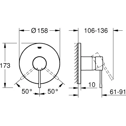 Grohe Einhand-Brausebatterie Essence Cool Sunrise Gebürstet Für Unterputz 4 Grohe Einhand-Brausebatterie Essence Cool Sunrise Gebürstet Für Unterputz – Bild 2